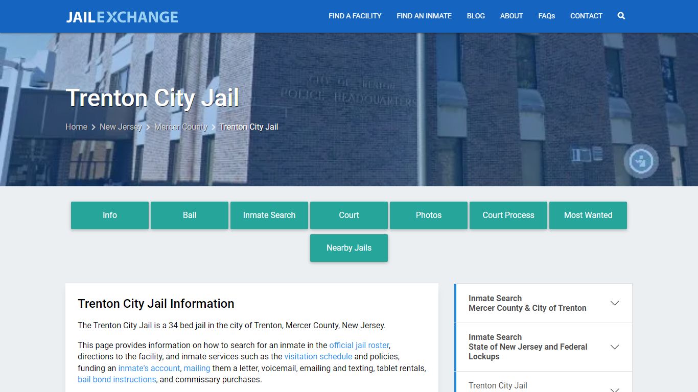 Trenton City Jail, NJ Inmate Search, Information